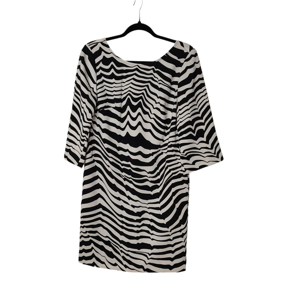NWT Trina Turk Lesley Black White Zebra Stripped Mini Dress Sz 6, 60s Mod